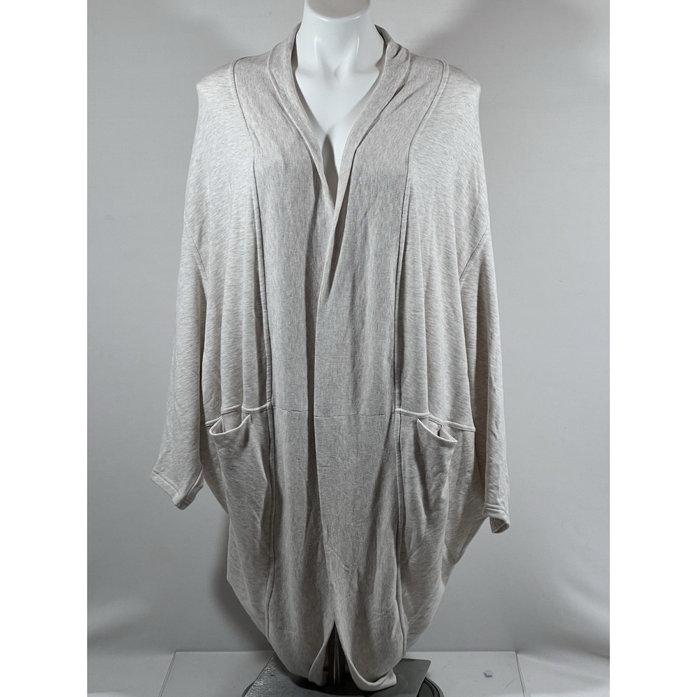 Athleta Lotus Wrap Cardigan Sweater Women XL Gray Cotton Blend Athleisure Cozy